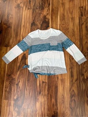 Market & Spruce Striped Tie-Hem Lightweight Top Size Small